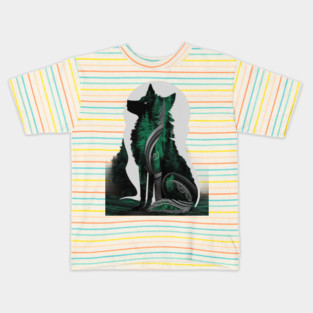 Green Wolf Look at Sky Kids T-Shirt