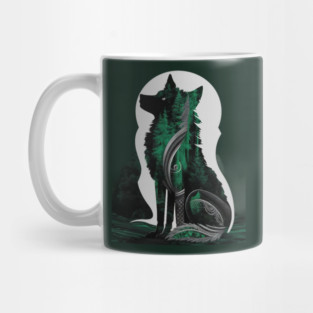 Green Wolf Look at Sky Mug