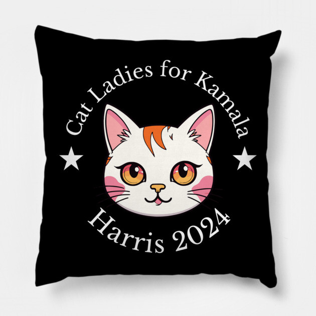 Cat Ladies for Kamala Harris 2024 Pillow by UrbanLifeApparel