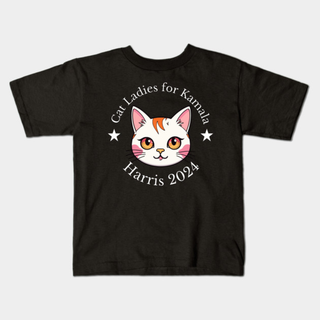 Cat Ladies for Kamala Harris 2024 Kids T-Shirt by UrbanLifeApparel