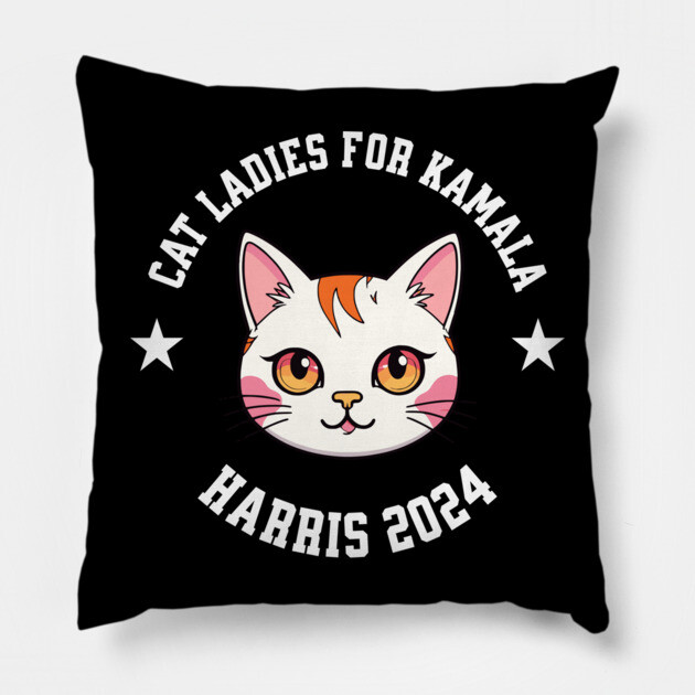 Cat Ladies for Kamala Harris 2024 Pillow by UrbanLifeApparel