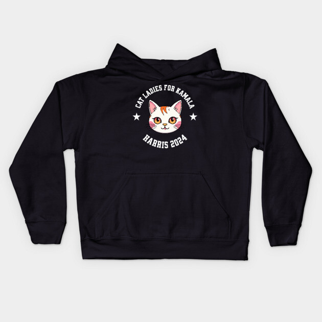 Cat Ladies for Kamala Harris 2024 Kids Hoodie by UrbanLifeApparel