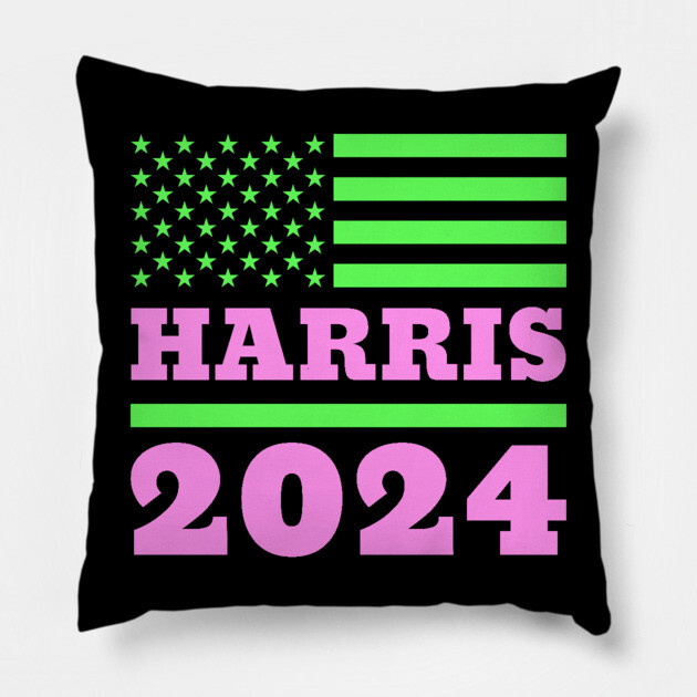 Kamala Harris for President 2024 - Vibrant AKA Colors Pillow by UrbanLifeApparel