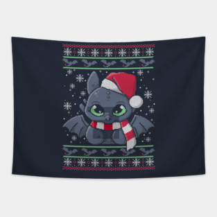 Dragon night fury ugly christmas sweater Tapestry