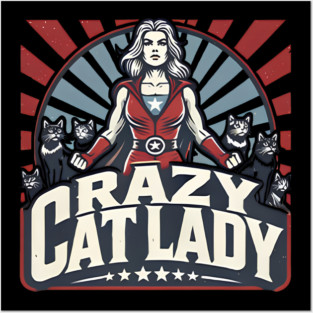 Crazy Cat lady Harris Kamala Posters and Art
