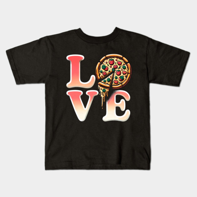 Love Pizza, Funny Pizza Lover Kids T-Shirt by logiamerch