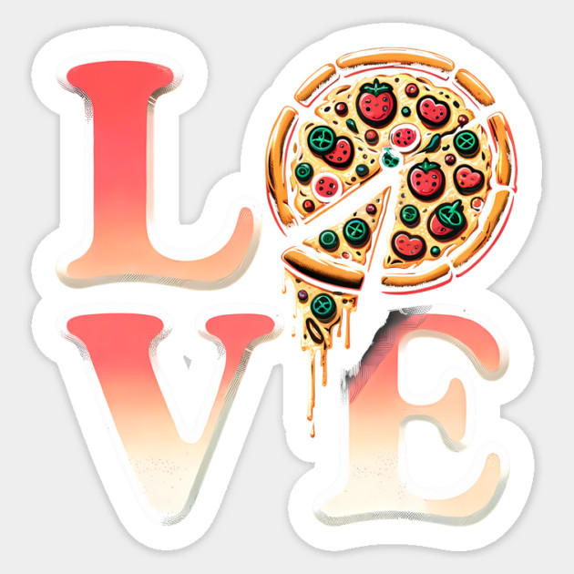 Love Pizza, Funny Pizza Lover Sticker by logiamerch
