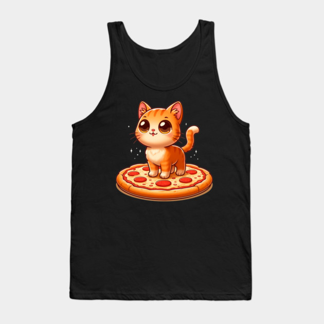 Cute kawaii with Pizza, Funny Pizza lover Tank Top by logiamerch