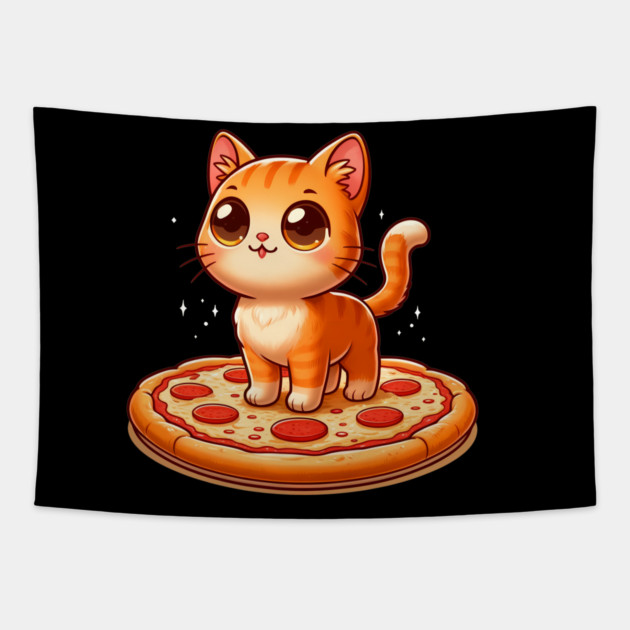 Cute kawaii with Pizza, Funny Pizza lover Tapestry by logiamerch