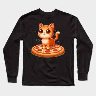Cute kawaii with Pizza, Funny Pizza lover Long Sleeve T-Shirt