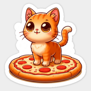 Cute kawaii with Pizza, Funny Pizza lover Sticker