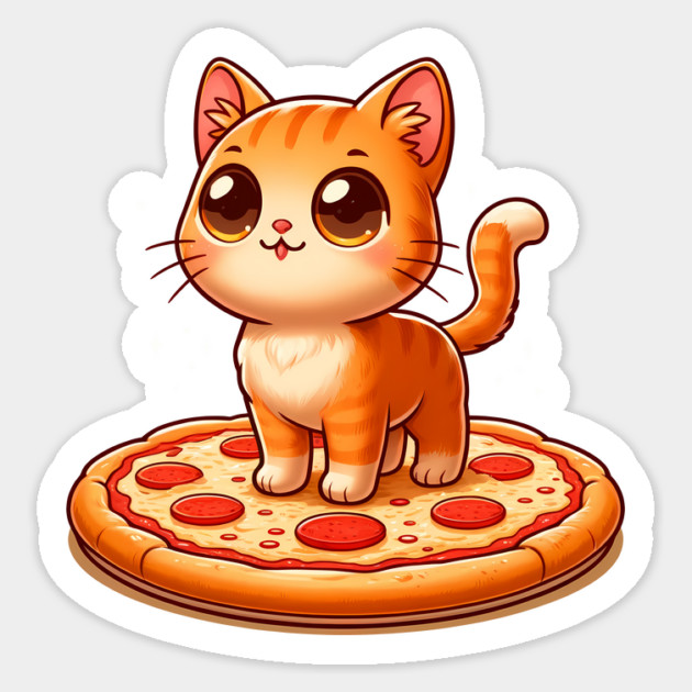 Cute kawaii with Pizza, Funny Pizza lover Sticker by logiamerch