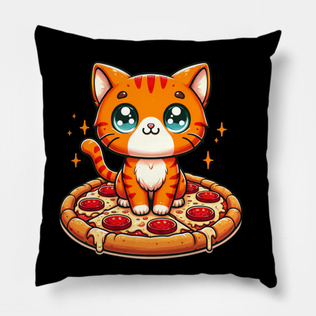 Cute kawaii with Pizza, Funny Pizza lover Pillow by logiamerch
