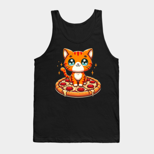 Cute kawaii with Pizza, Funny Pizza lover Tank Top by logiamerch