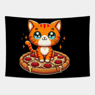 Cute kawaii with Pizza, Funny Pizza lover Tapestry