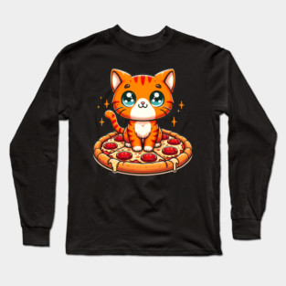 Cute kawaii with Pizza, Funny Pizza lover Long Sleeve T-Shirt