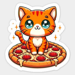 Cute kawaii with Pizza, Funny Pizza lover Sticker