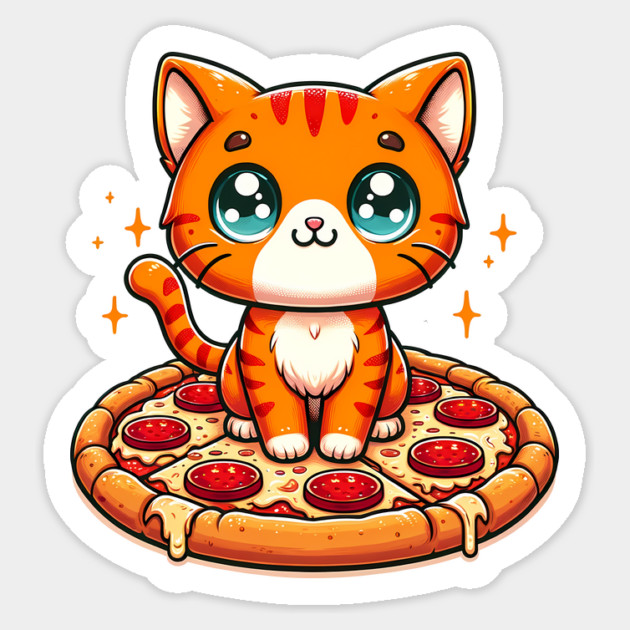 Cute kawaii with Pizza, Funny Pizza lover Sticker by logiamerch
