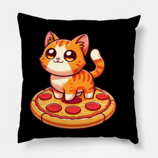 Cute kawaii with Pizza, Funny Pizza lover Pillow