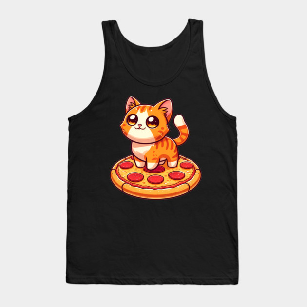Cute kawaii with Pizza, Funny Pizza lover Tank Top by logiamerch