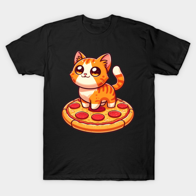 Cute kawaii with Pizza, Funny Pizza lover T-Shirt by logiamerch