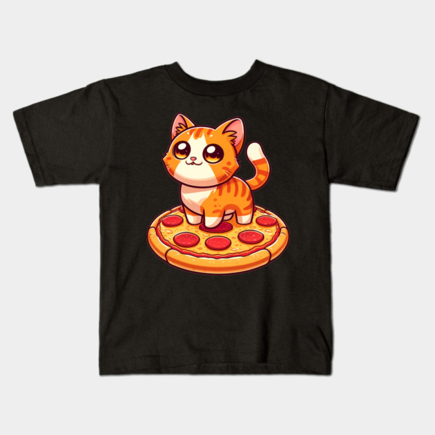 Cute kawaii with Pizza, Funny Pizza lover Kids T-Shirt by logiamerch
