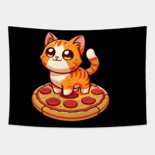 Cute kawaii with Pizza, Funny Pizza lover Tapestry