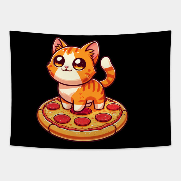Cute kawaii with Pizza, Funny Pizza lover Tapestry by logiamerch