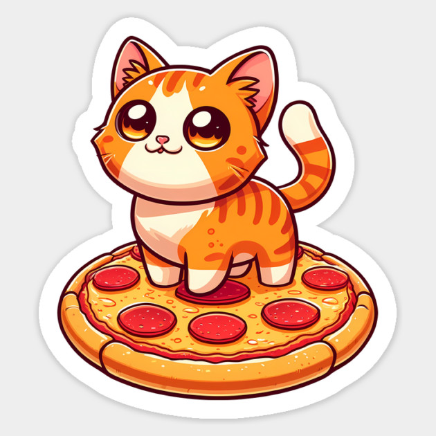 Cute kawaii with Pizza, Funny Pizza lover Sticker by logiamerch