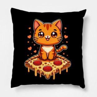 Cute kawaii with Pizza, Funny Pizza lover Pillow