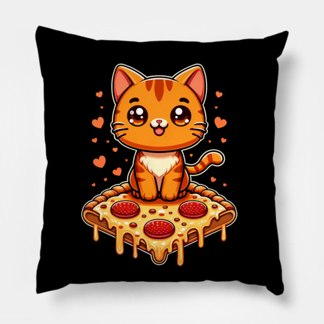 Cute kawaii with Pizza, Funny Pizza lover Pillow by logiamerch