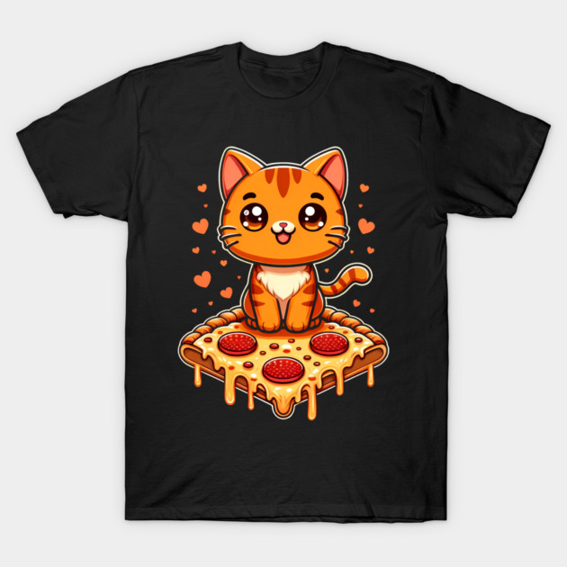 Cute kawaii with Pizza, Funny Pizza lover T-Shirt by logiamerch