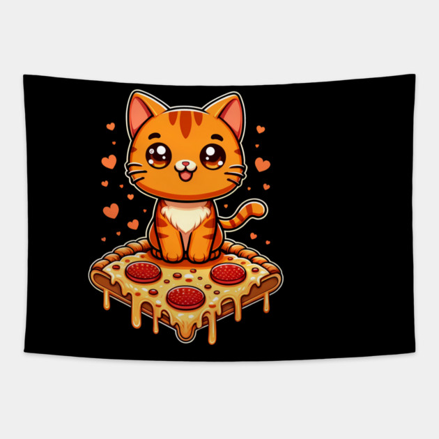 Cute kawaii with Pizza, Funny Pizza lover Tapestry by logiamerch