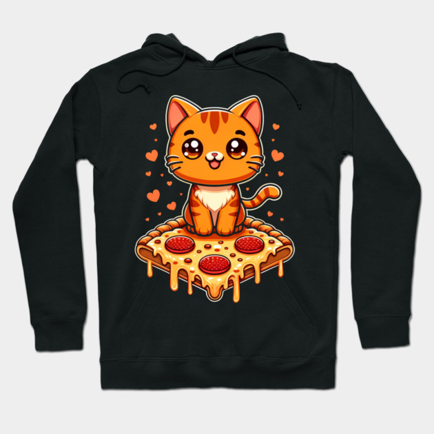 Cute kawaii with Pizza, Funny Pizza lover Hoodie by logiamerch