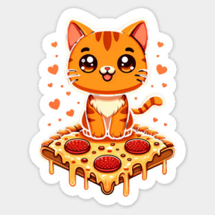 Cute kawaii with Pizza, Funny Pizza lover Sticker