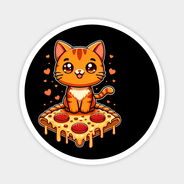 Cute kawaii with Pizza, Funny Pizza lover Magnet by logiamerch