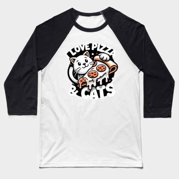 Cute kawaii with Pizza, Funny Pizza lover Baseball T-Shirt by logiamerch