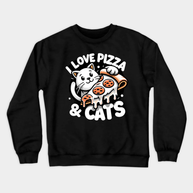 Cute kawaii with Pizza, Funny Pizza lover Crewneck Sweatshirt by logiamerch