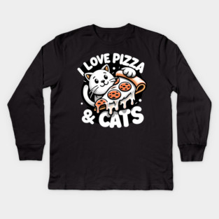 Cute kawaii with Pizza, Funny Pizza lover Kids Long Sleeve T-Shirt