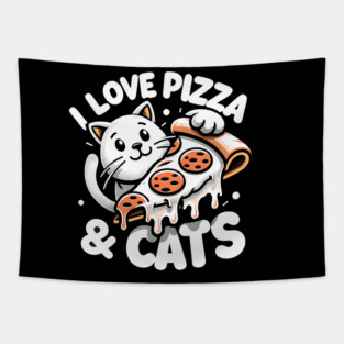 Cute kawaii with Pizza, Funny Pizza lover Tapestry