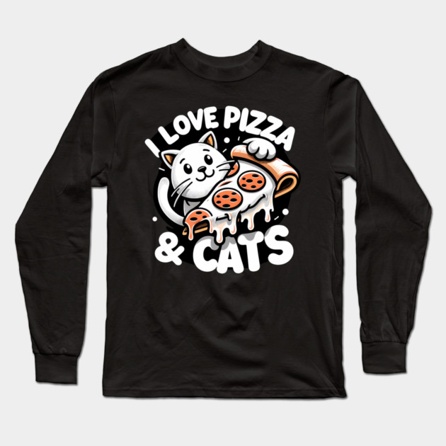 Cute kawaii with Pizza, Funny Pizza lover Long Sleeve T-Shirt by logiamerch