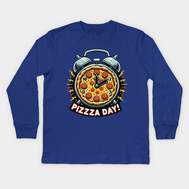 Funny Pizza Day, Pizza Lover Kids Long Sleeve T-Shirt by logiamerch
