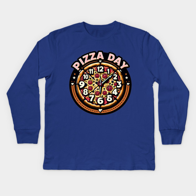 Funny Pizza Day, Pizza Lover Kids Long Sleeve T-Shirt by logiamerch