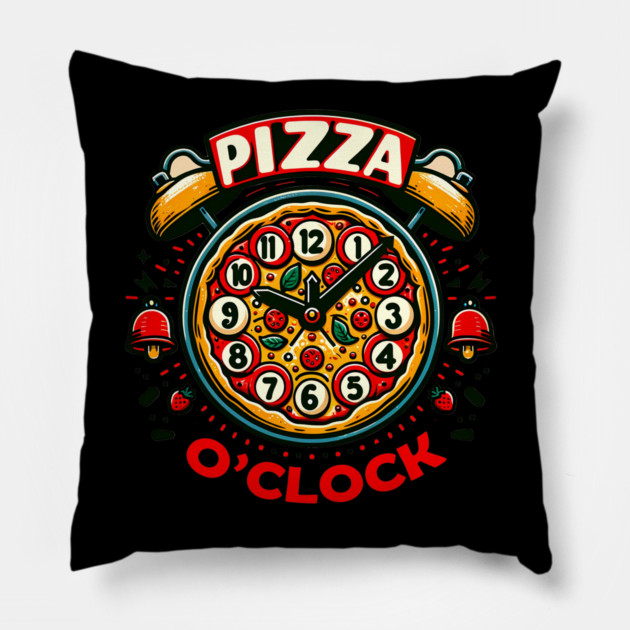 Funny Pizza o Clock, Pizza Lover Pillow by logiamerch