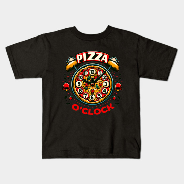 Funny Pizza o Clock, Pizza Lover Kids T-Shirt by logiamerch