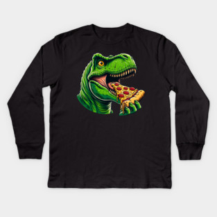Funny Pizza T rex Dinosaur, Pizza Lover Kids Long Sleeve T-Shirt