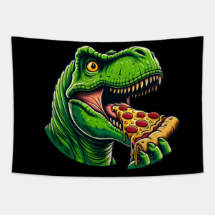 Funny Pizza T rex Dinosaur, Pizza Lover Tapestry