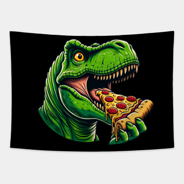 Funny Pizza T rex Dinosaur, Pizza Lover Tapestry by logiamerch