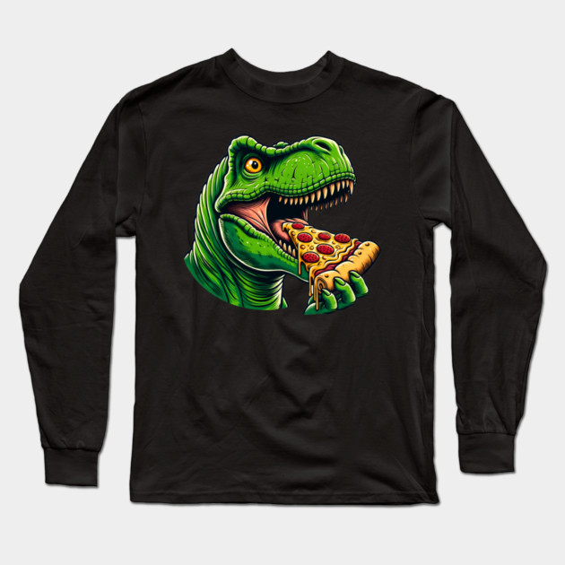 Funny Pizza T rex Dinosaur, Pizza Lover Long Sleeve T-Shirt by logiamerch
