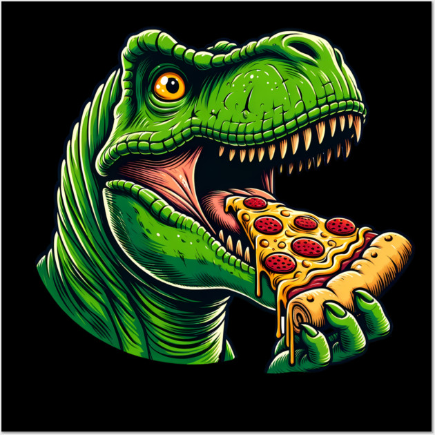 Funny Pizza T rex Dinosaur, Pizza Lover Wall Art by logiamerch